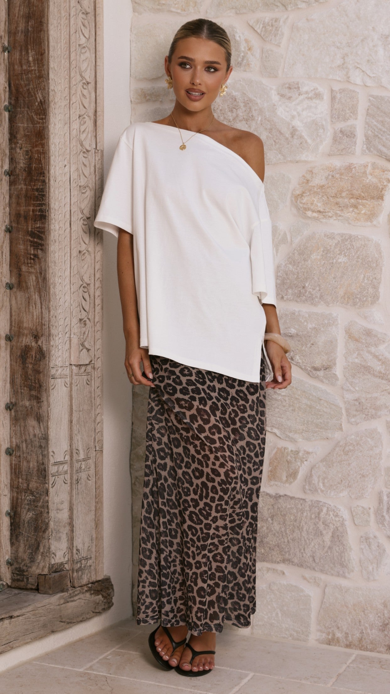 Onella Semi Sheer Maxi Skirt - Leopard Print - Billy J