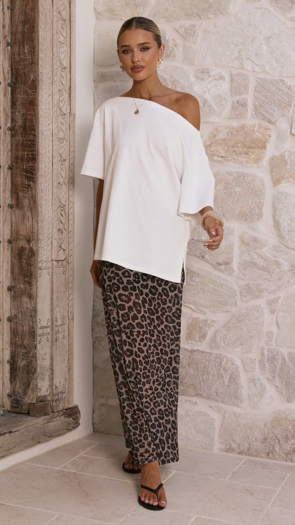 Onella Semi Sheer Maxi Skirt - Leopard Print - Billy J