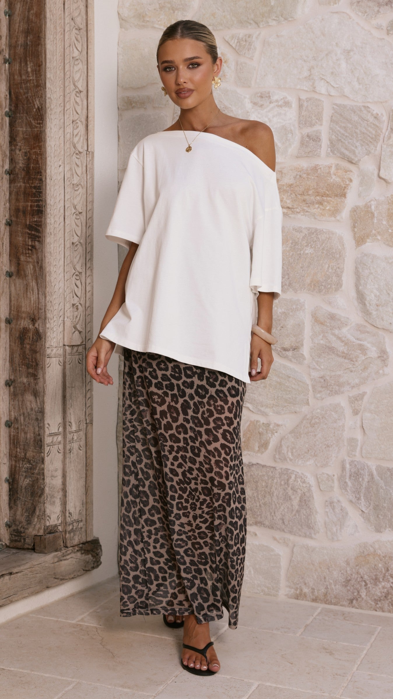 Onella Semi Sheer Maxi Skirt - Leopard Print - Billy J