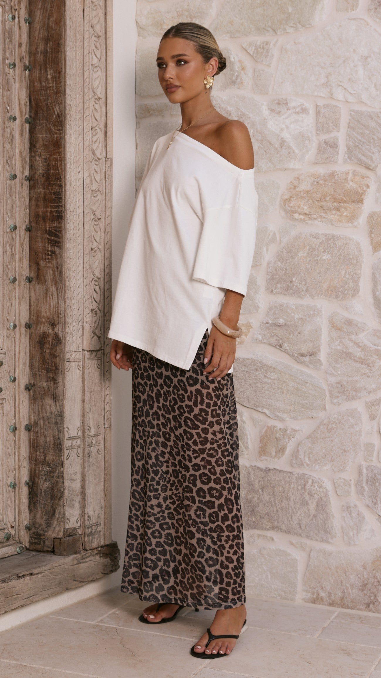 Onella Semi Sheer Maxi Skirt - Leopard Print - Billy J