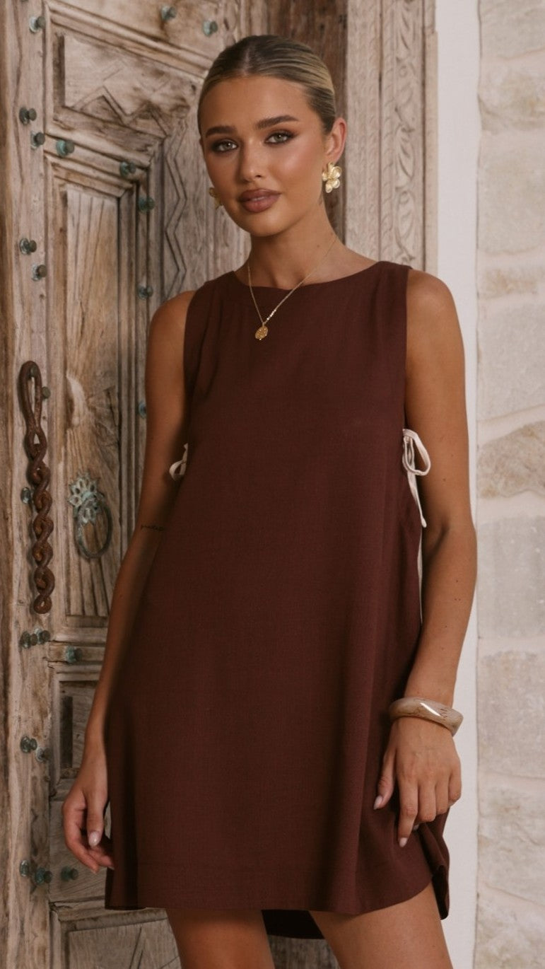Tashia Mini Dress - Chocolate - Billy J