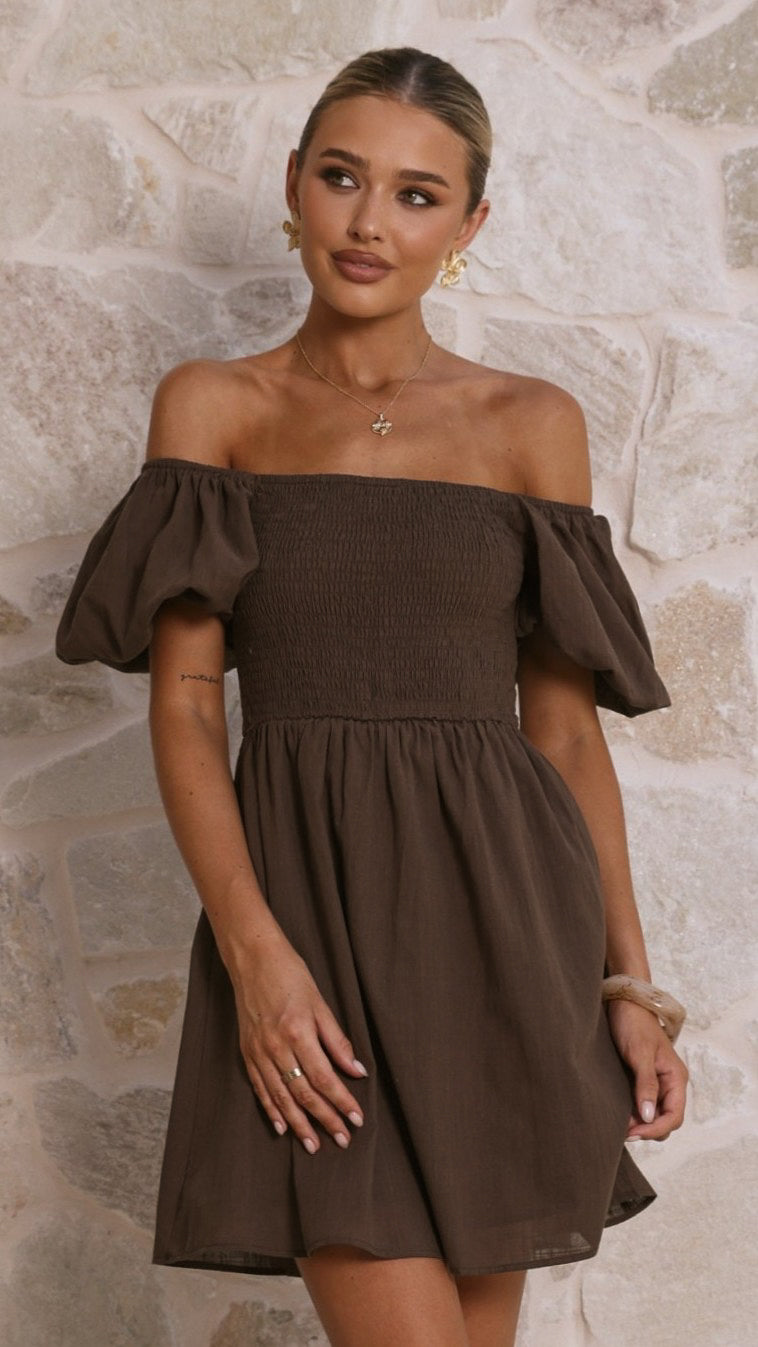 Marissa Mini Dress - Brown - Billy J