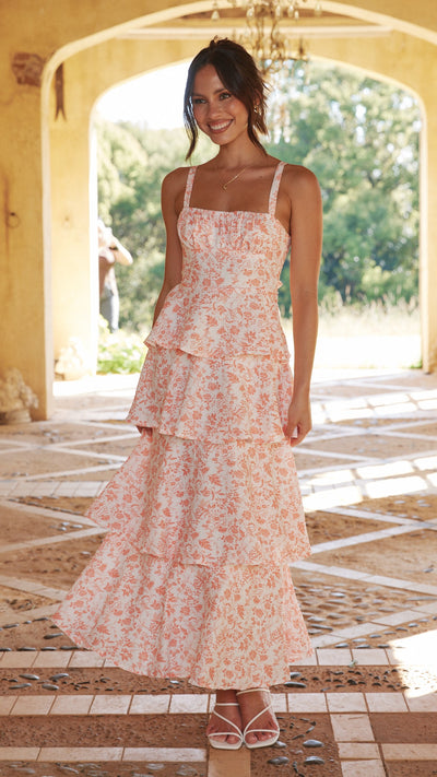 Load image into Gallery viewer, Page Maxi Dress - Peach Floral - Billy J
