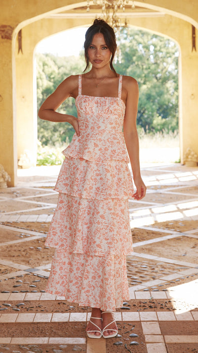 Load image into Gallery viewer, Page Maxi Dress - Peach Floral - Billy J
