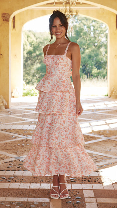 Load image into Gallery viewer, Page Maxi Dress - Peach Floral - Billy J
