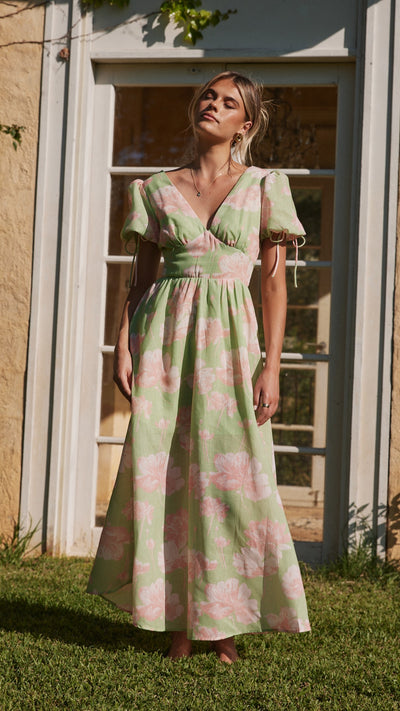 Load image into Gallery viewer, Sarai Maxi Dress - Green Floral - Billy J
