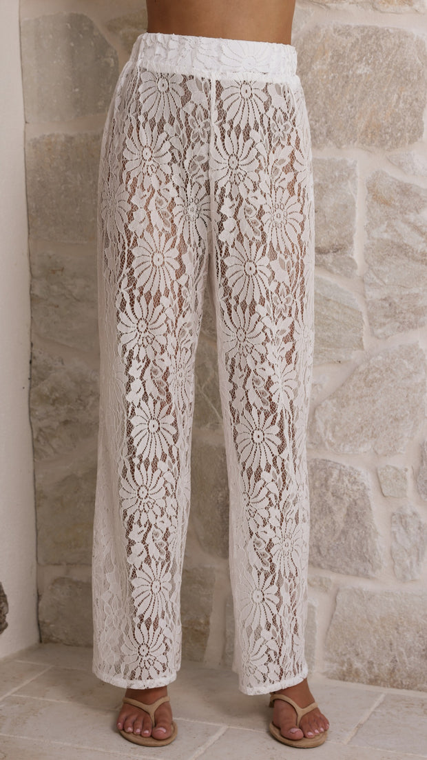 Santana Lace Pants - White - Billy J
