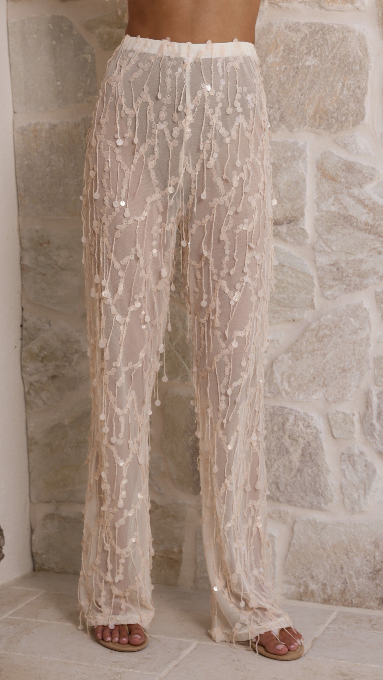Zabby Sequin Pants - Beige - Billy J