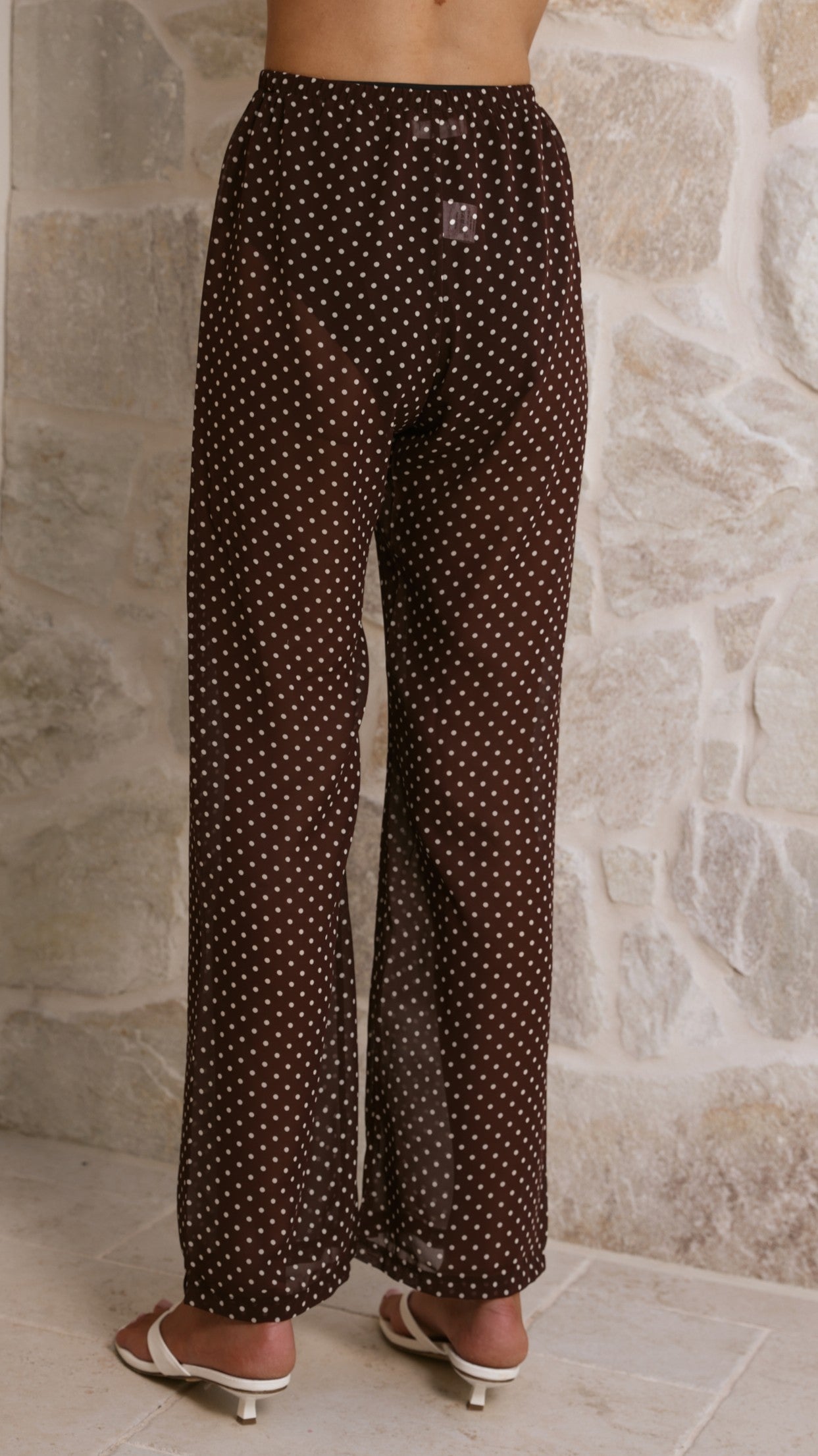 Reda Semi Sheer Pants - Chocolate/White Spot - Billy J