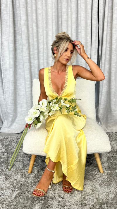 Load image into Gallery viewer, Basiano Maxi Dress - Yellow / Lace - Billy J
