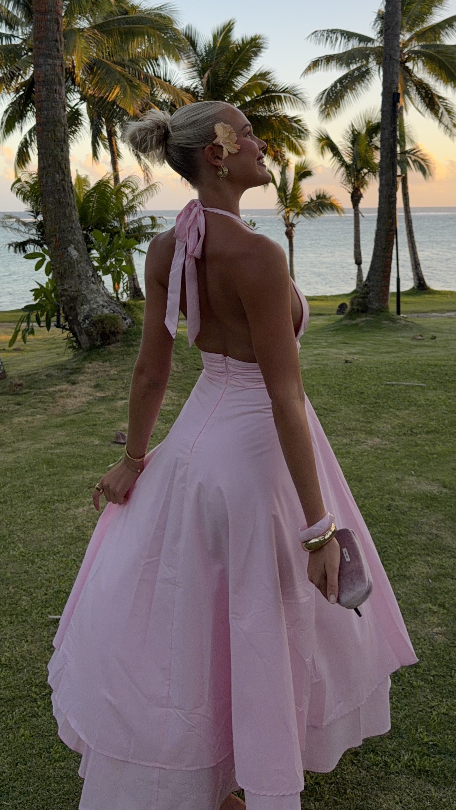 Kathy Halter Neck Maxi Dress - Light Pink - Billy J
