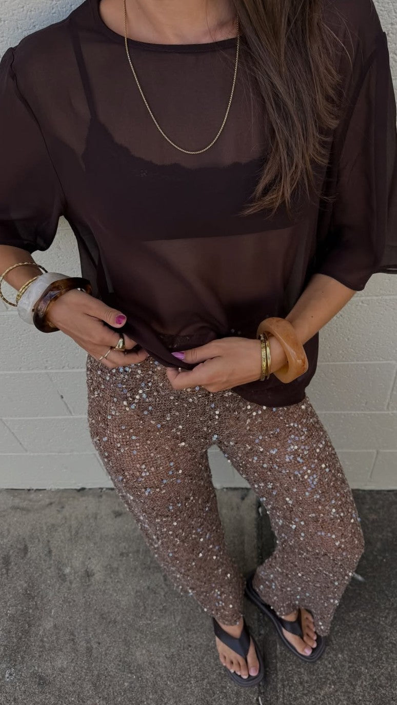 Davette Mesh T-Shirt - Chocolate - Billy J