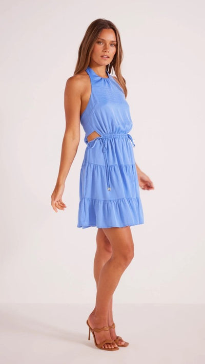 Load image into Gallery viewer, Solana Tie Back Mini Dress - Cornflower Blue
