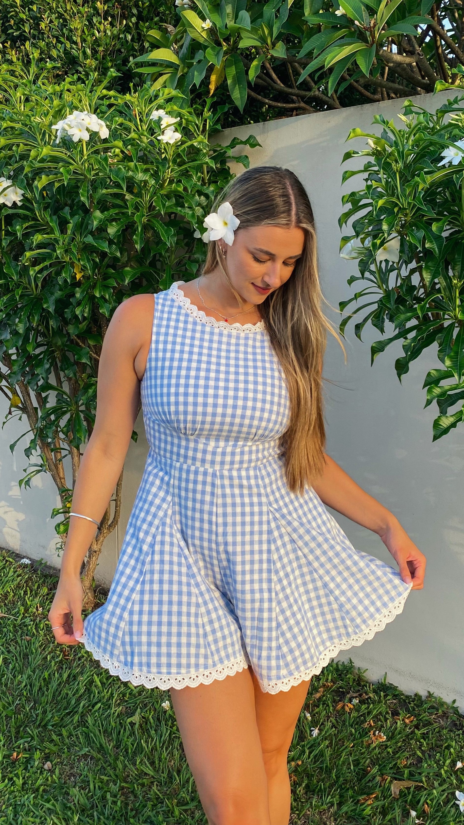 Shiamber Playsuit - Blue Check - Billy J