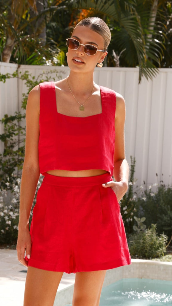 Tillie Crop Top - Ruby Red - Billy J