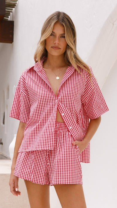 Load image into Gallery viewer, Alma Shorts - Red Gingham - Billy J
