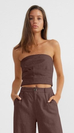 Load image into Gallery viewer, Romi Linen Top - Chocolate - Billy J

