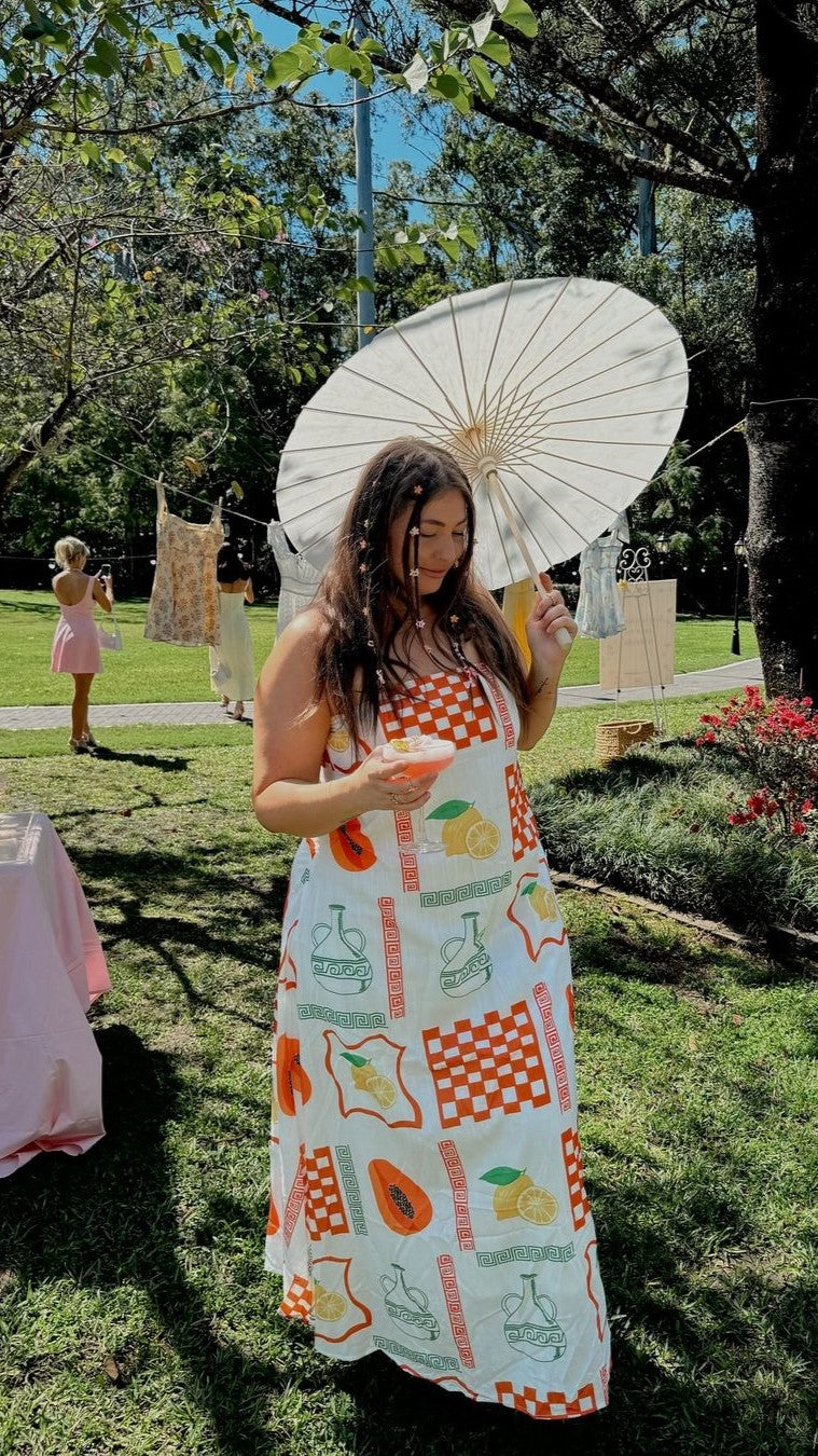 Connie Maxi Dress - Lemon / Papaya Print - Billy J