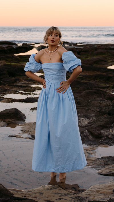 Load image into Gallery viewer, Caelius Midi Dress - Light Blue - Billy J
