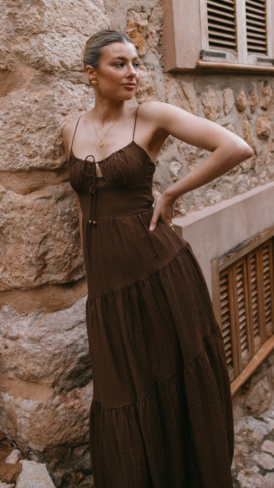 Load image into Gallery viewer, Cove Maxi Dress - Chocolate - Billy J
