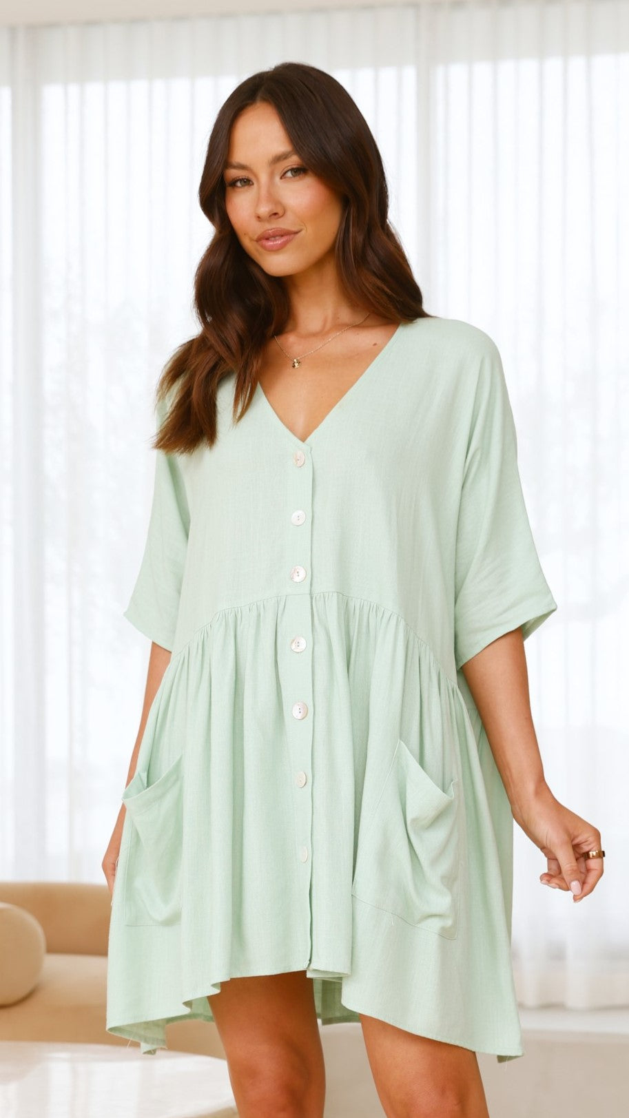 Leah Mini Dress - Sage - Billy J