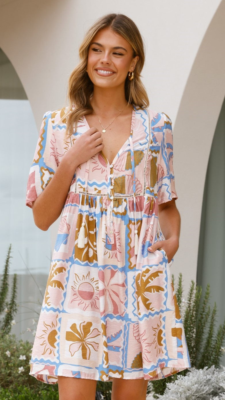 Adalynn Mini Dress - Bahamas Print - Billy J