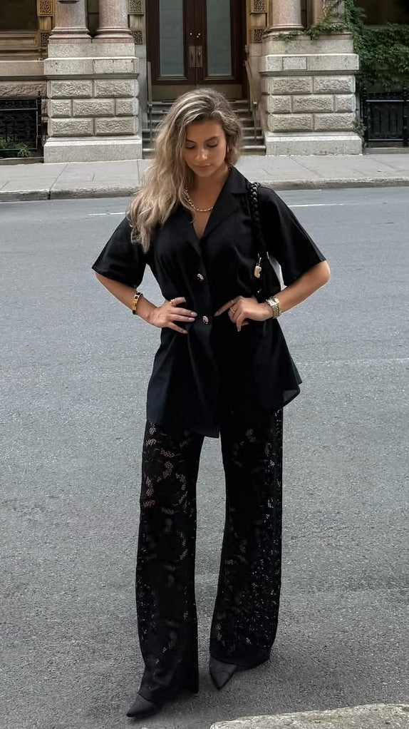 Azura Shirt And Pants Set - Black - Billy J