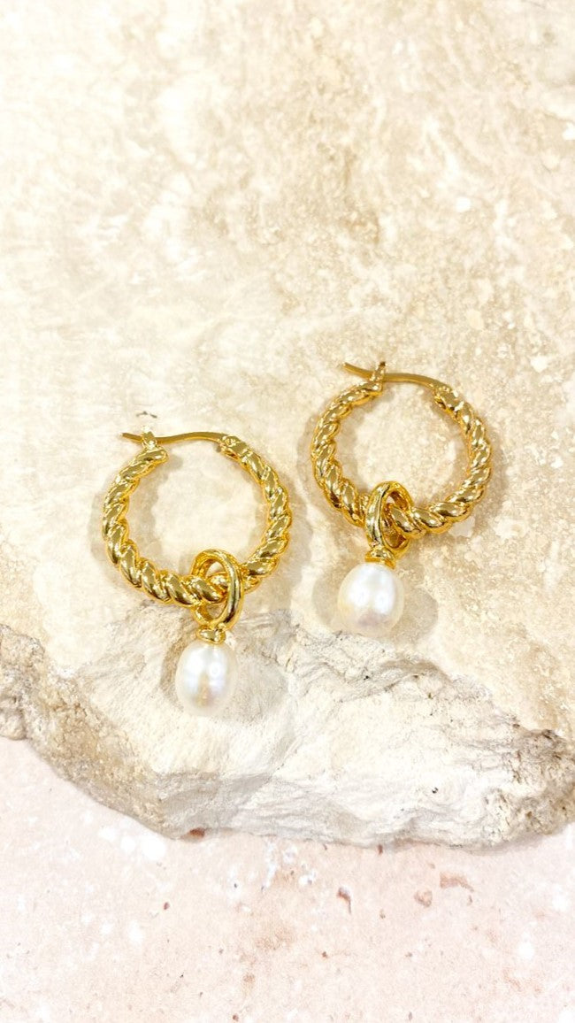Twist Pearl Drop Earrings - Gold/Pearl - Billy J
