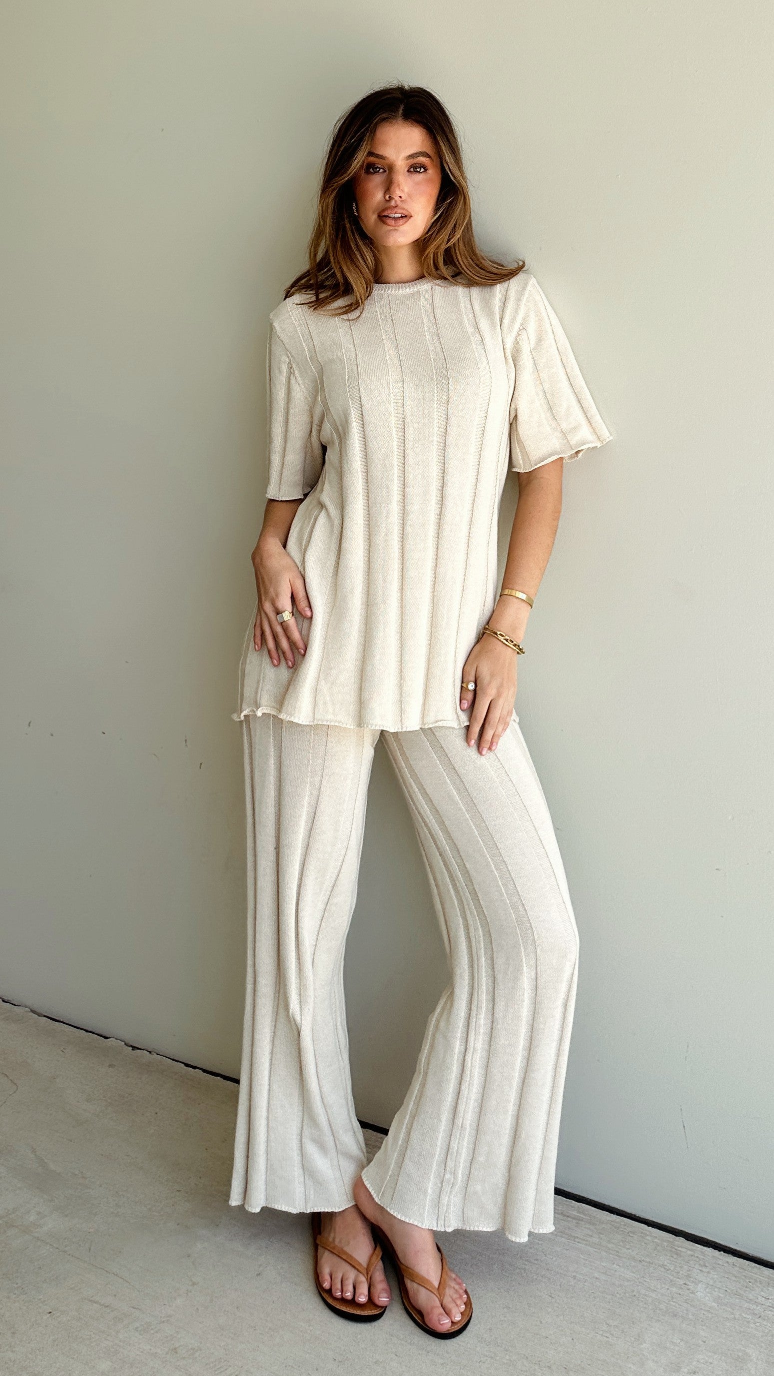 Bayu Knit Pants - Cream - Billy J
