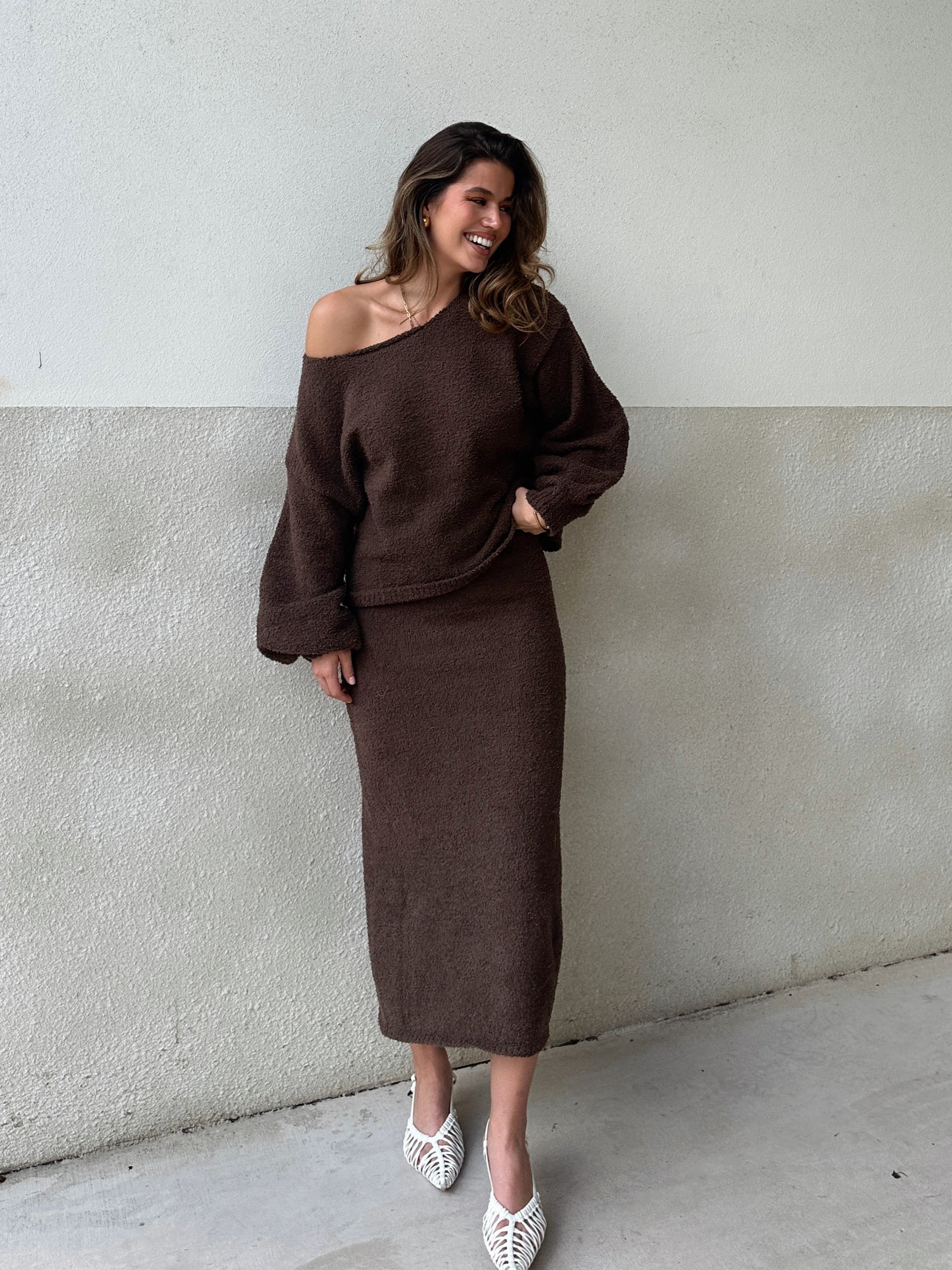Cohen Knit Midi Skirt - Chocolate - Billy J