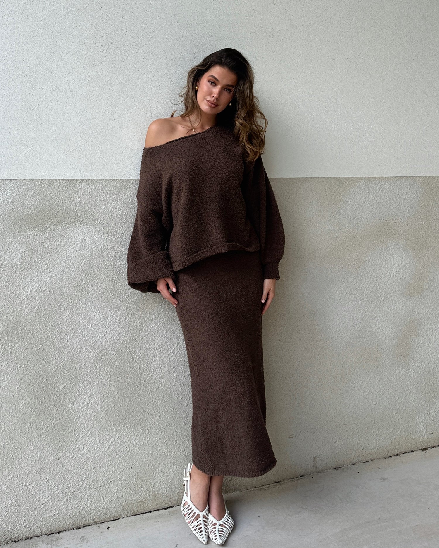 Cohen Knit Midi Skirt - Chocolate - Billy J