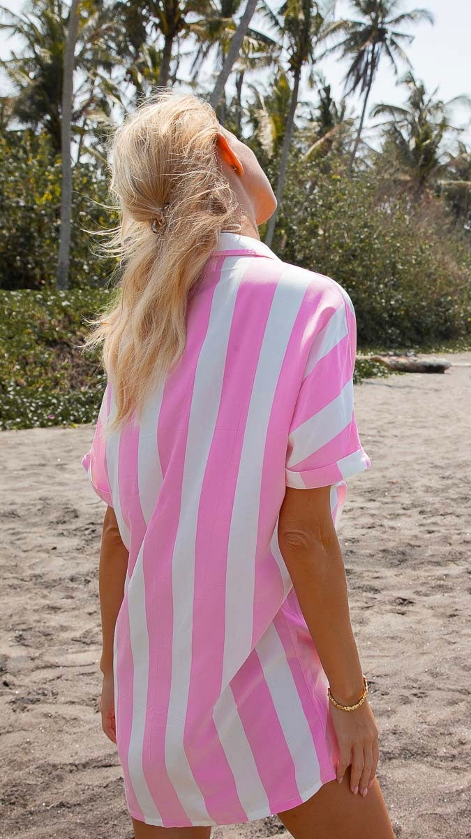 Candyman Shirt Dress - Pink - Billy J