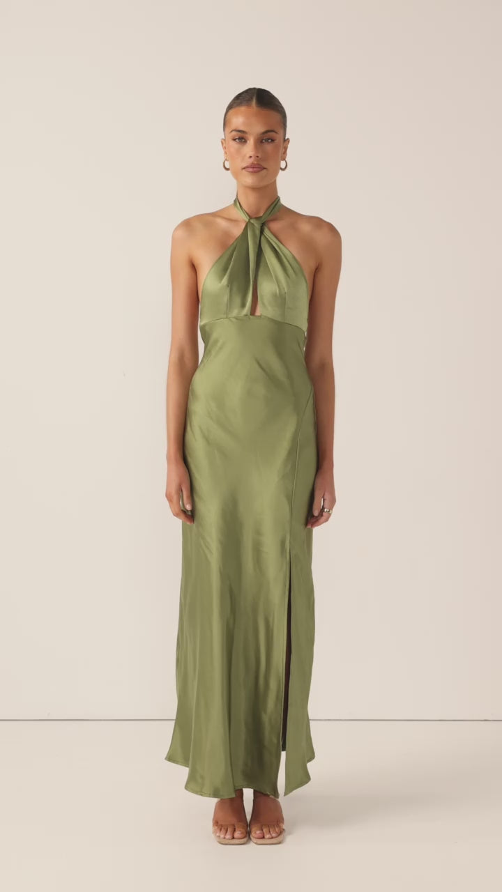 Load video: Amalia Maxi Dress - Olive - Billy J