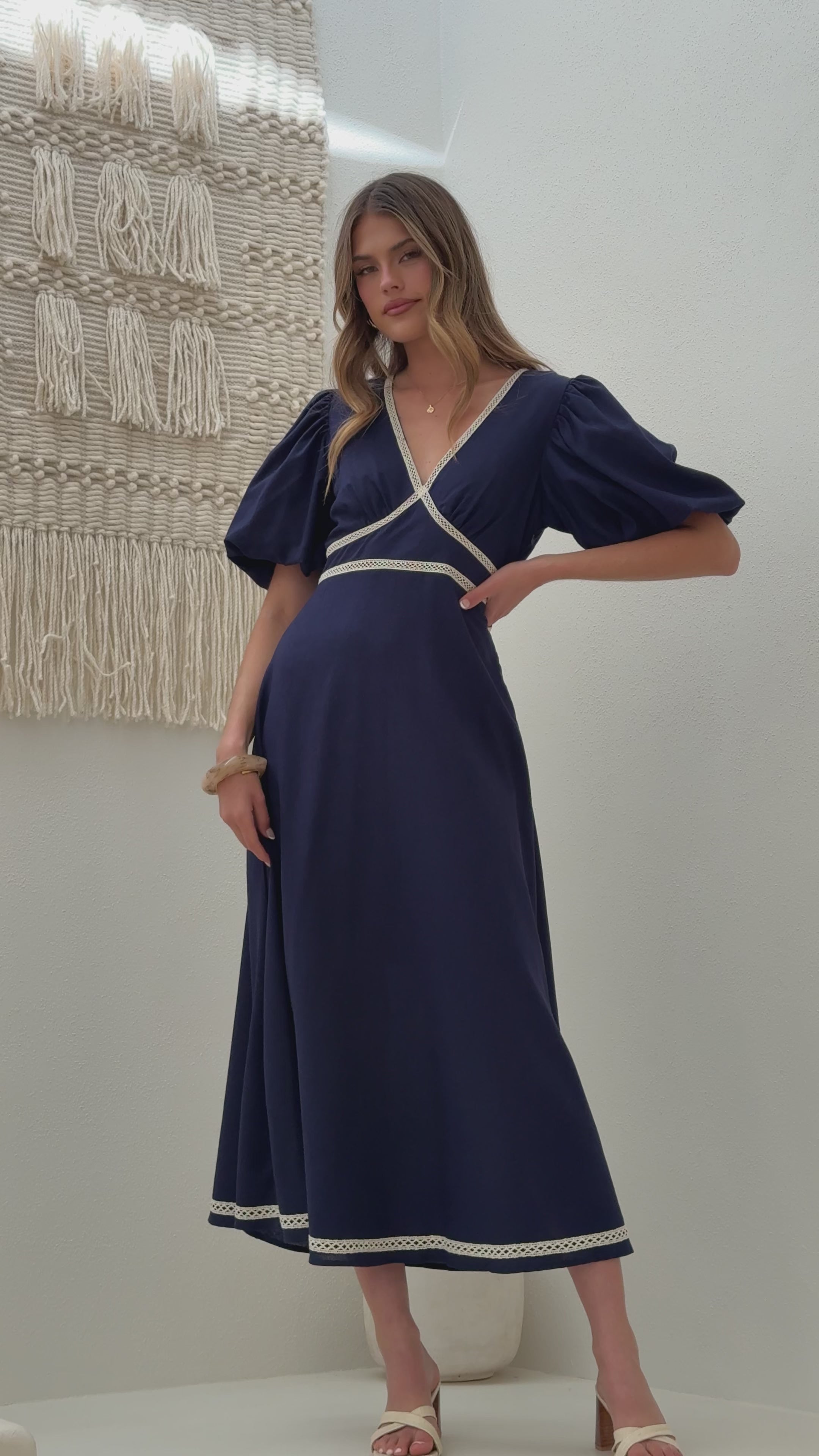 Load video: Nakisha Maxi Dress - Navy - Billy J