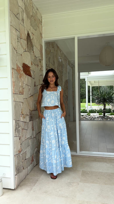 Load and play video in Gallery viewer, Jasmine Maxi Skirt - Blue Shell
