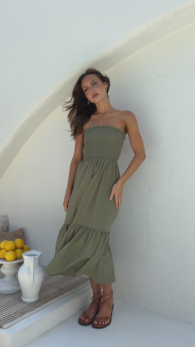 Load and play video in Gallery viewer, Patrice Midi Dress - Olive
