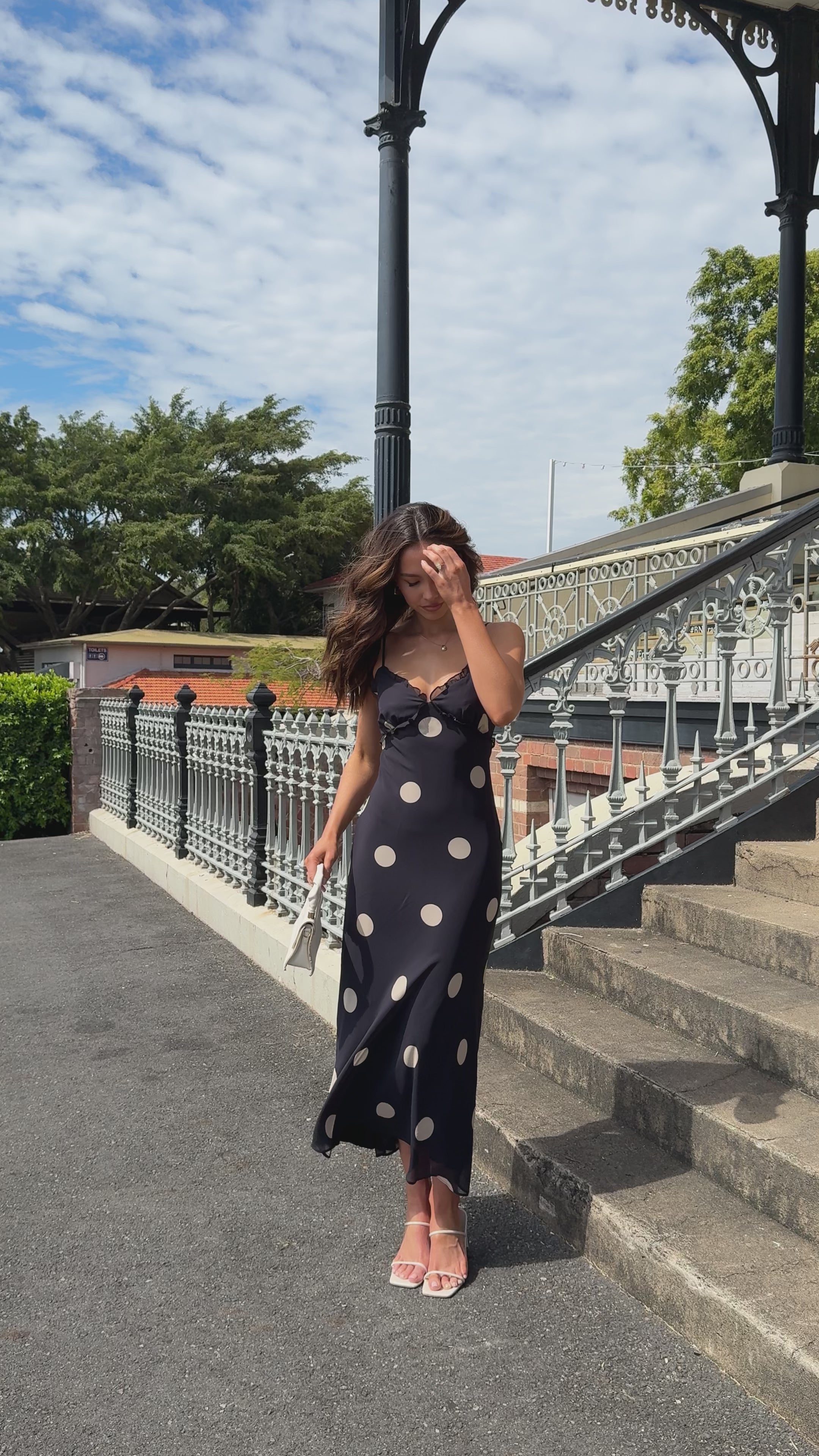 Load video: Jianna Maxi Dress - Black/Cream Polka - Billy J