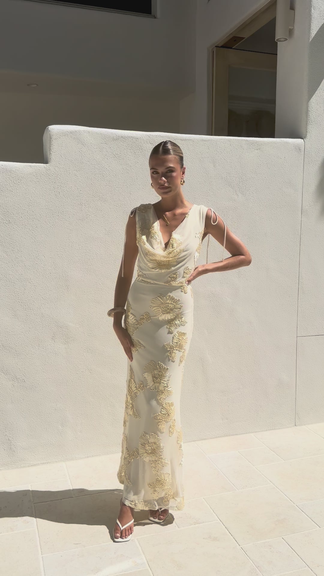 Nikova Maxi Dress - Yellow Embroidery - Billy J