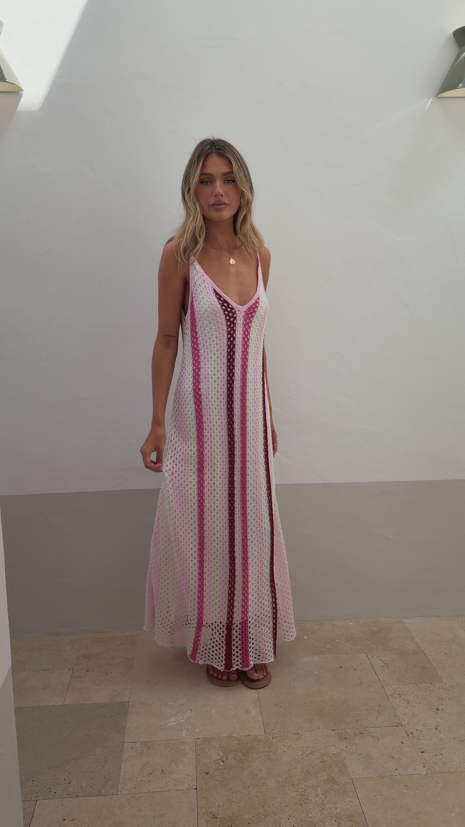 Sabre Maxi Dress - Pink Stripe - Billy J