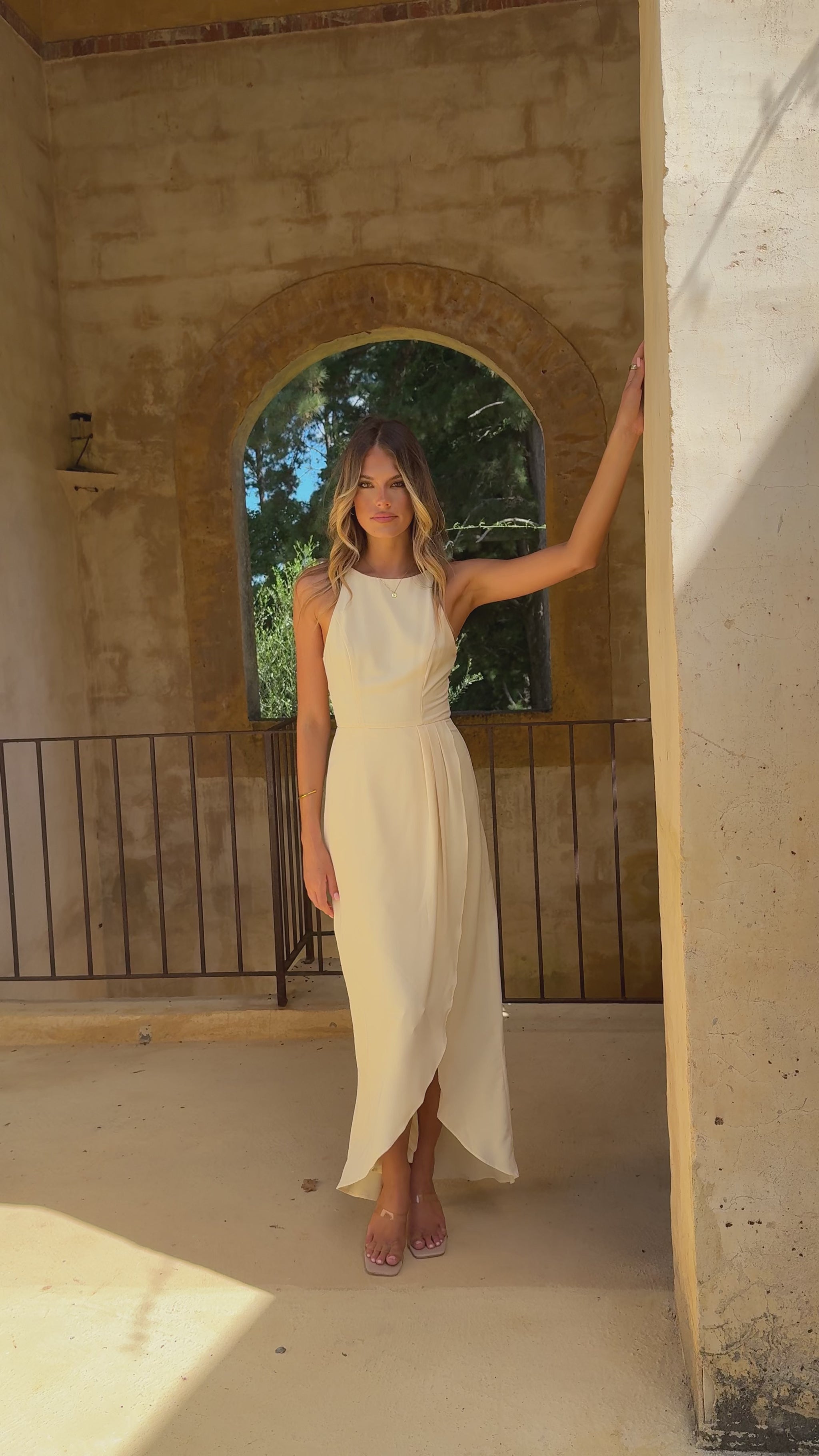 Genevieve Boat Neck Maxi Dress - Yellow - Billy J