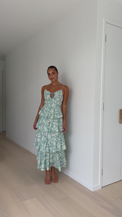 Load and play video in Gallery viewer, Jadey Maxi Dress - Green Floral
