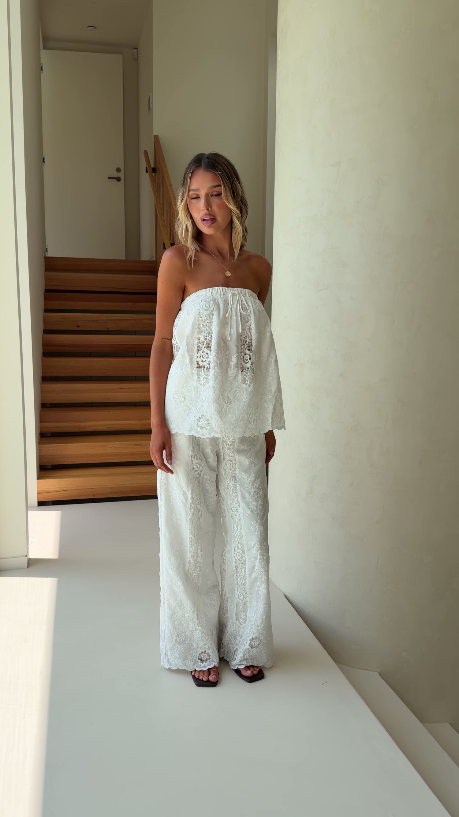 Marcie Strapless Top & Pants Set - White - Buy Women's Sets - Billy J