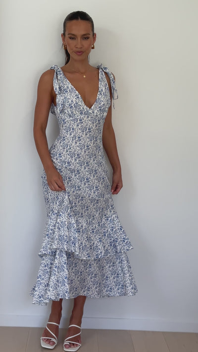 Load and play video in Gallery viewer, Idana Maxi Dress - Blue Floral
