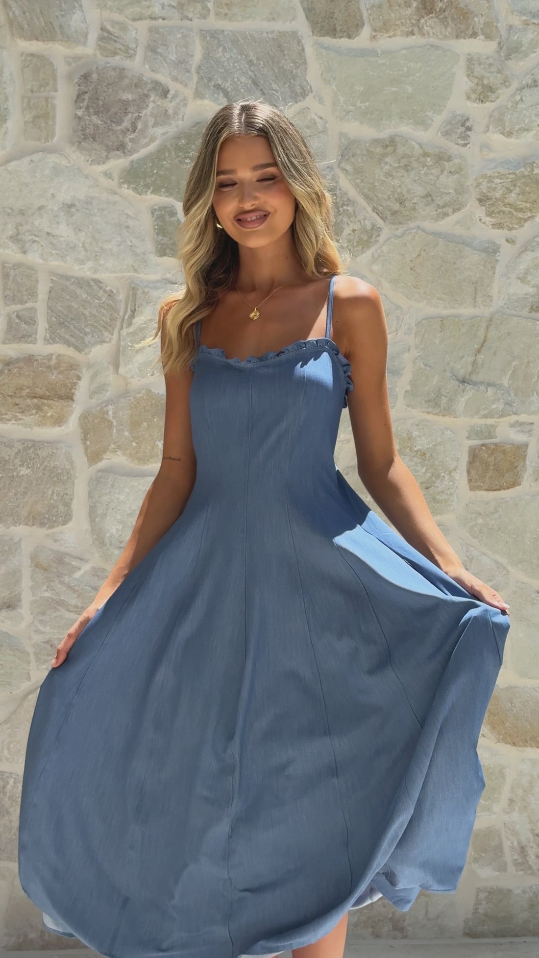 Tanya Maxi Dress - Blue Denim - Billy J