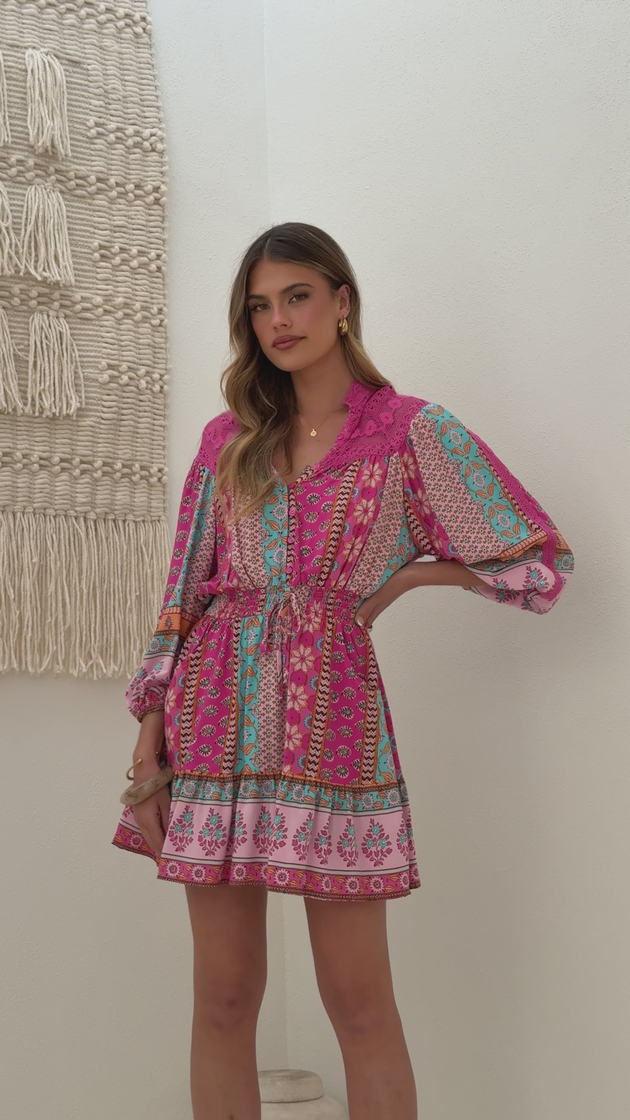 Load video: Alevya Mini Dress - Cedella Print - Billy J