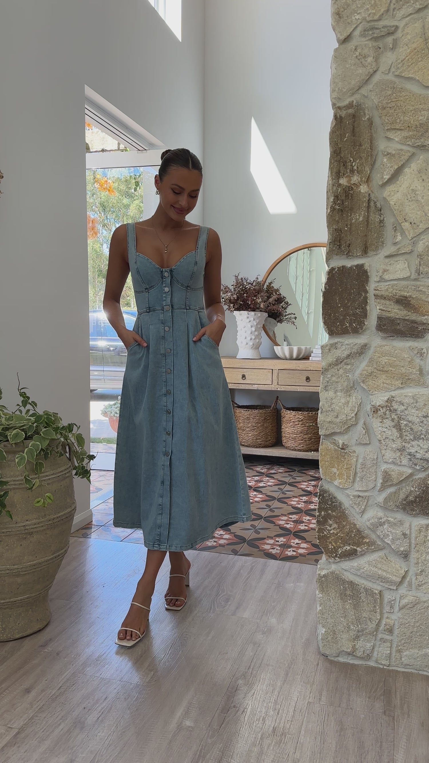 Abrianna Midi Dress - Light Denim - Billy J