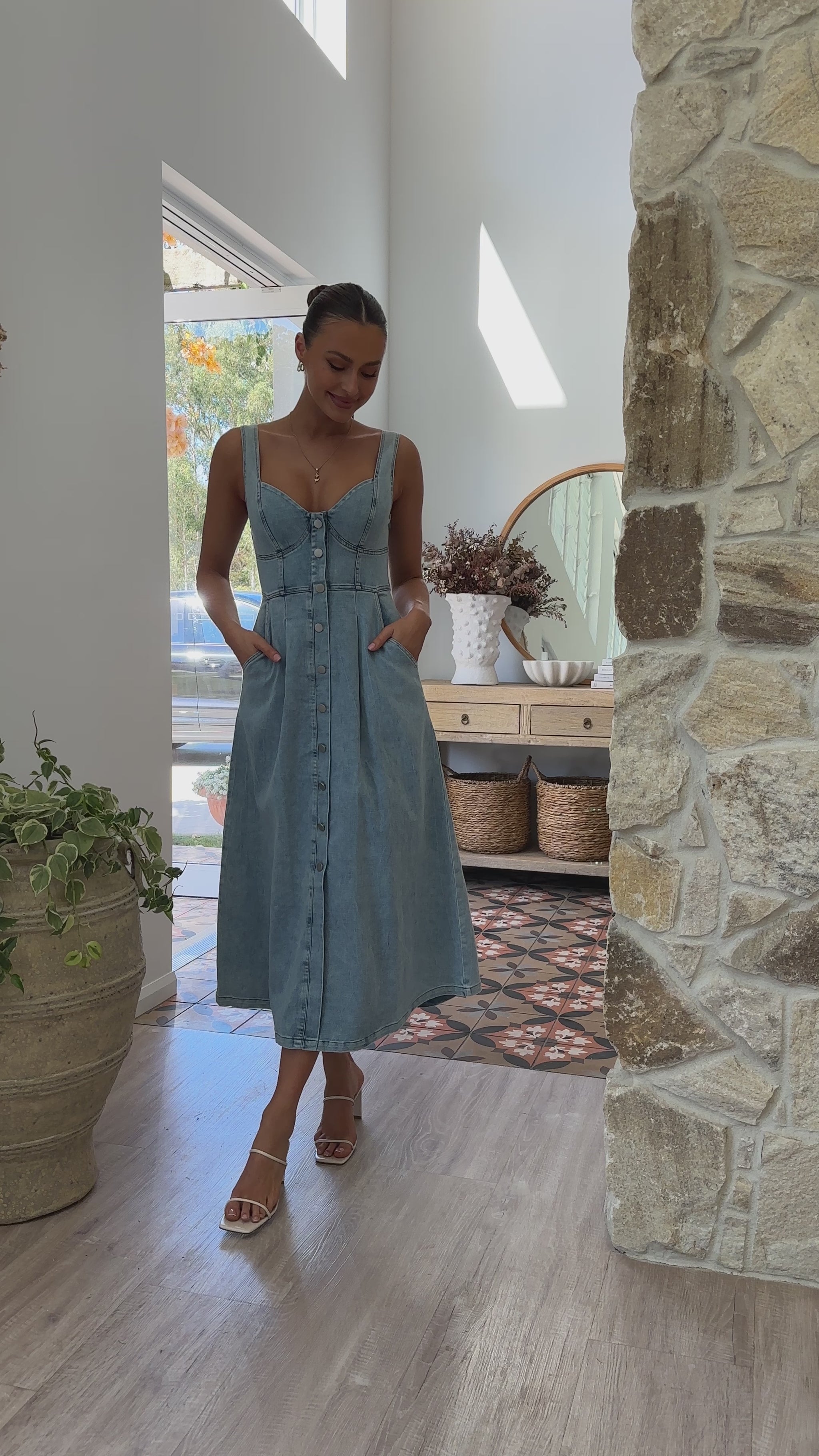 Abrianna Midi Dress - Light Denim - Billy J