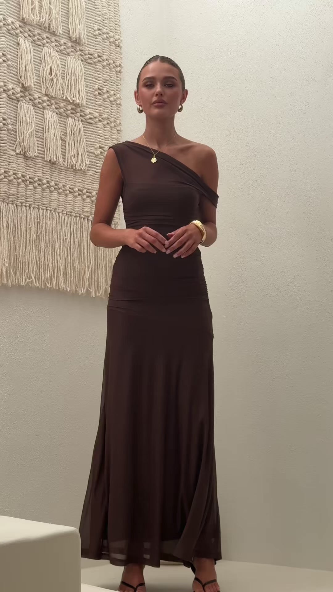 Load video: Malayah Maxi Dress - Chocolate - Billy J
