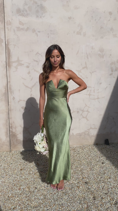 Load and play video in Gallery viewer, Valerie Maxi Dress - Olive
