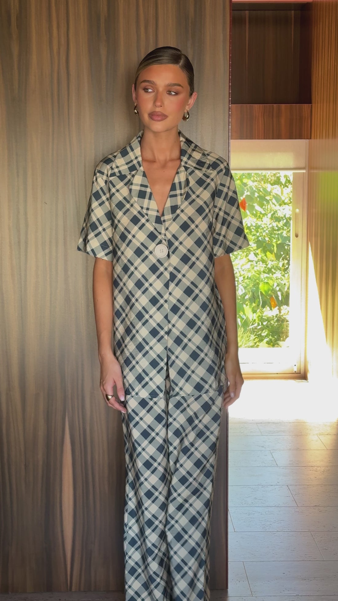 Imogen Button Shirt - Blue/Cream Plaid - Billy J